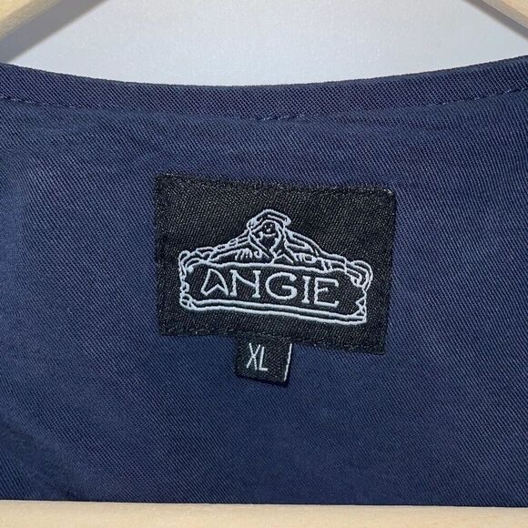 Angie Womens Open Waterfall Front Asymmetric Hem Lyocell Cardigan Jacket Navy XL - Picture 6 of 9